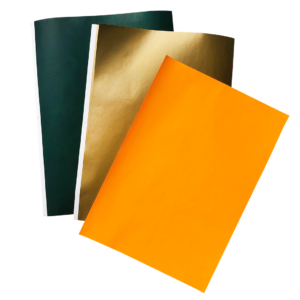 3 planches d'étiquette imprimée verte, or et orange